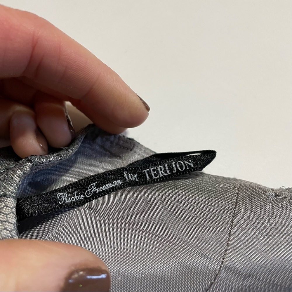 Rickie Freeman For Teri John Silver Floral Lace Slip-Lined Dressy Formal Skirt - Picture 3 of 10